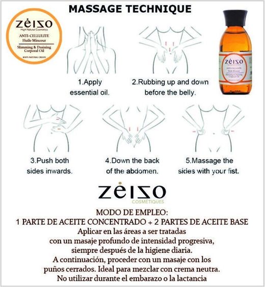 Anticelulítico aceite drenante concentrado aromaterapia Zeizo - 150 ml