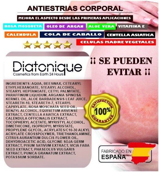 Diatonique Crema Anti-estrías 500 ml con aceites vegetales y células madre